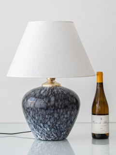Venini Murano Glass Table Lamp, Black and White Spotted, Italy, circa 1970s