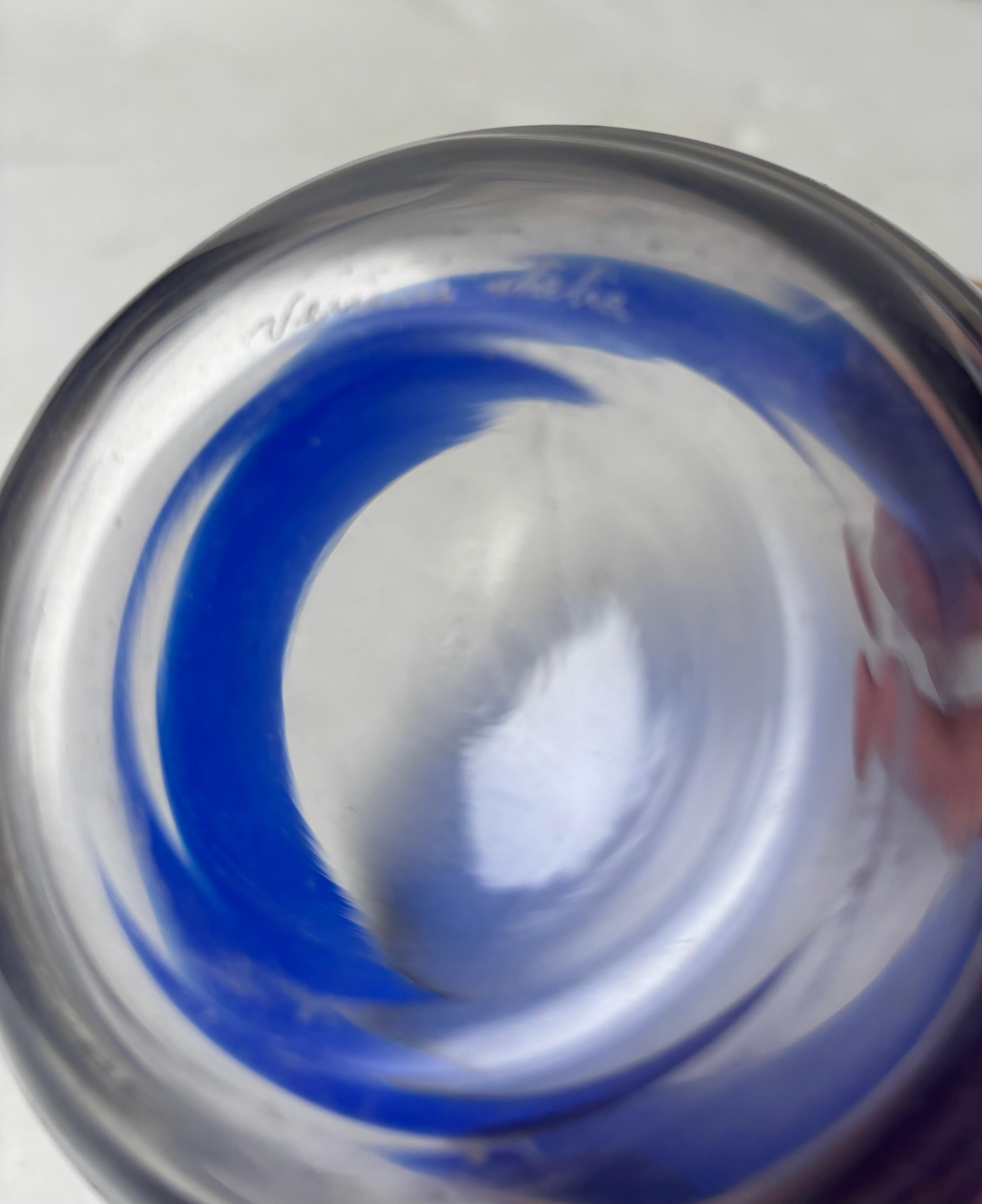 Moderno Vaso/vaso in vetro di Murano Venini, di Tapio Wirkkala, blu. in vendita