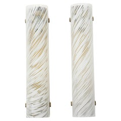 Venini Murano Glass White Swirled Glass Sconces
