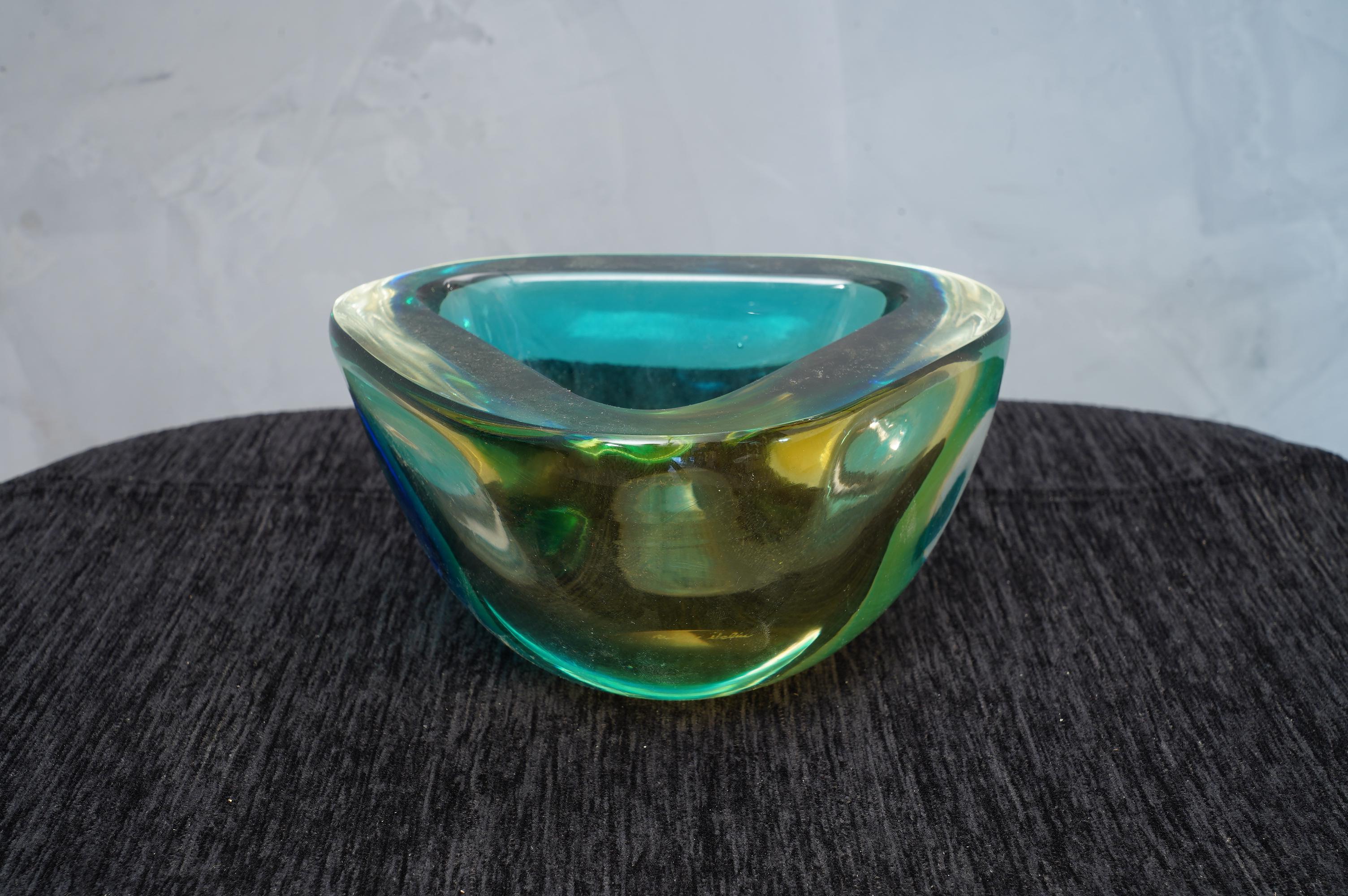 murano glass ashtray green