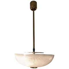 Venini Murano Hand Blown Reticello Glass Ceiling Light