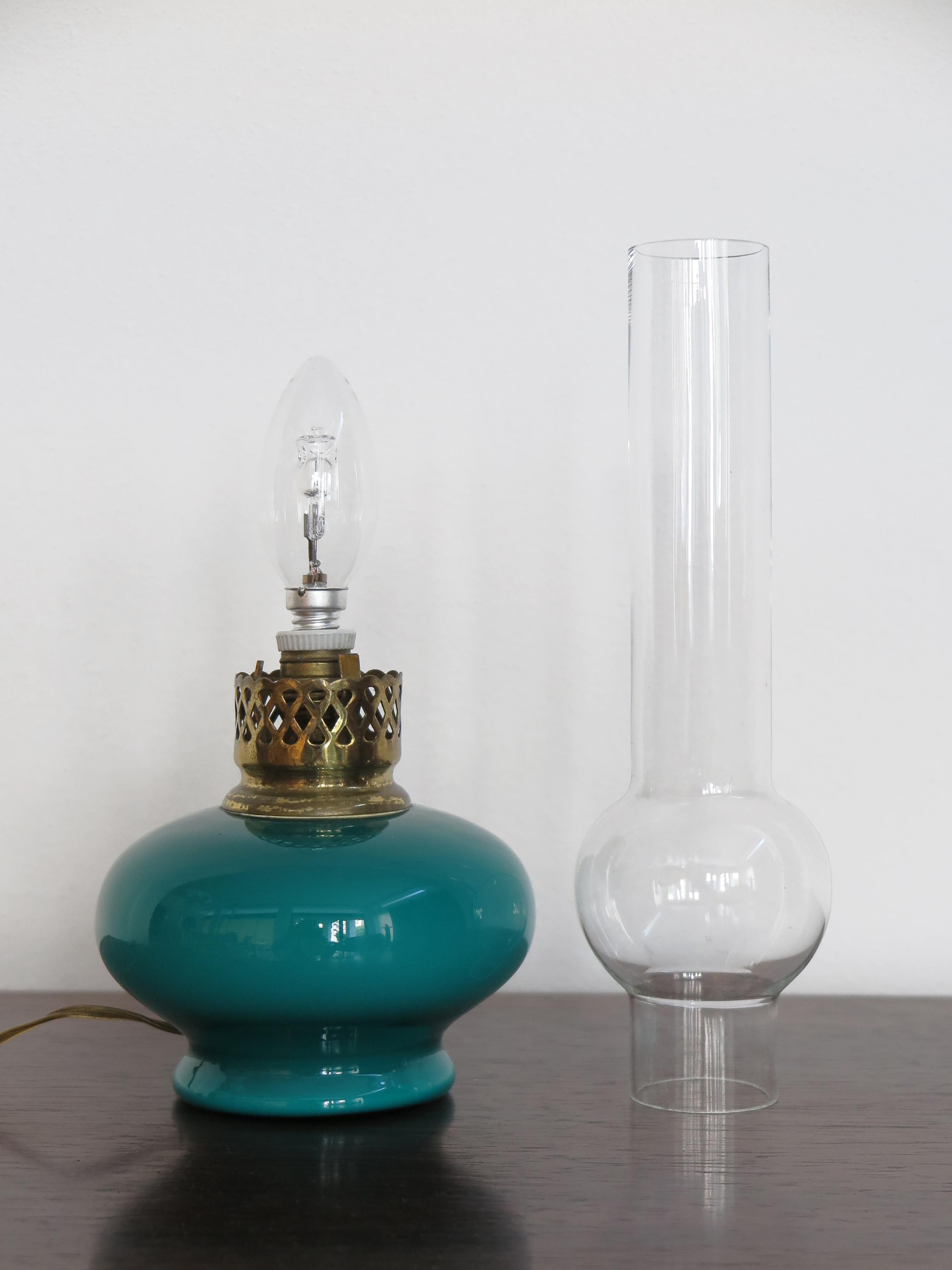 Venini Murano Italian Midcentury Brass Glass Table Lamp, 1950s For Sale 5