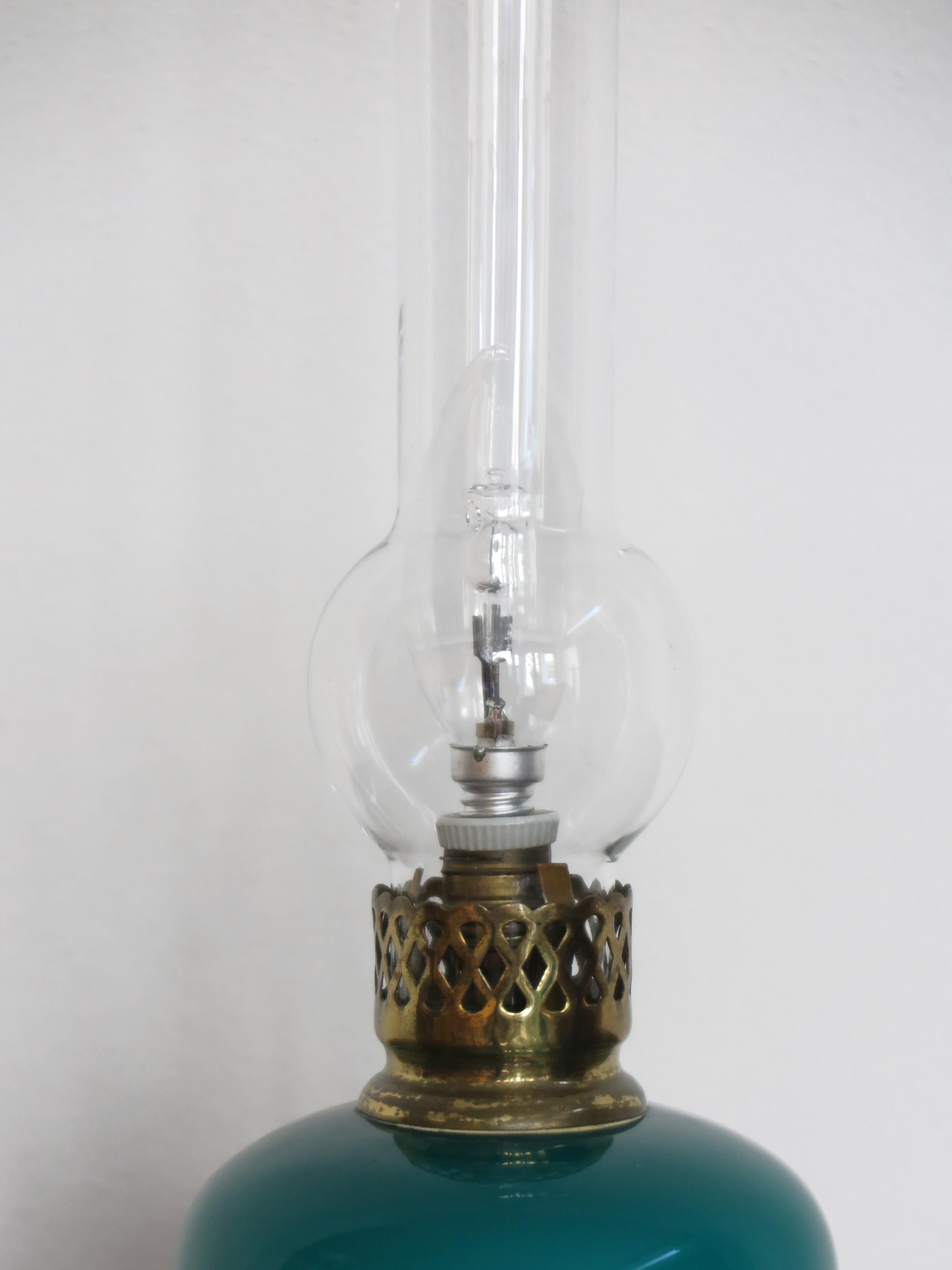 Venini Murano Italian Midcentury Brass Glass Table Lamp, 1950s For Sale 1