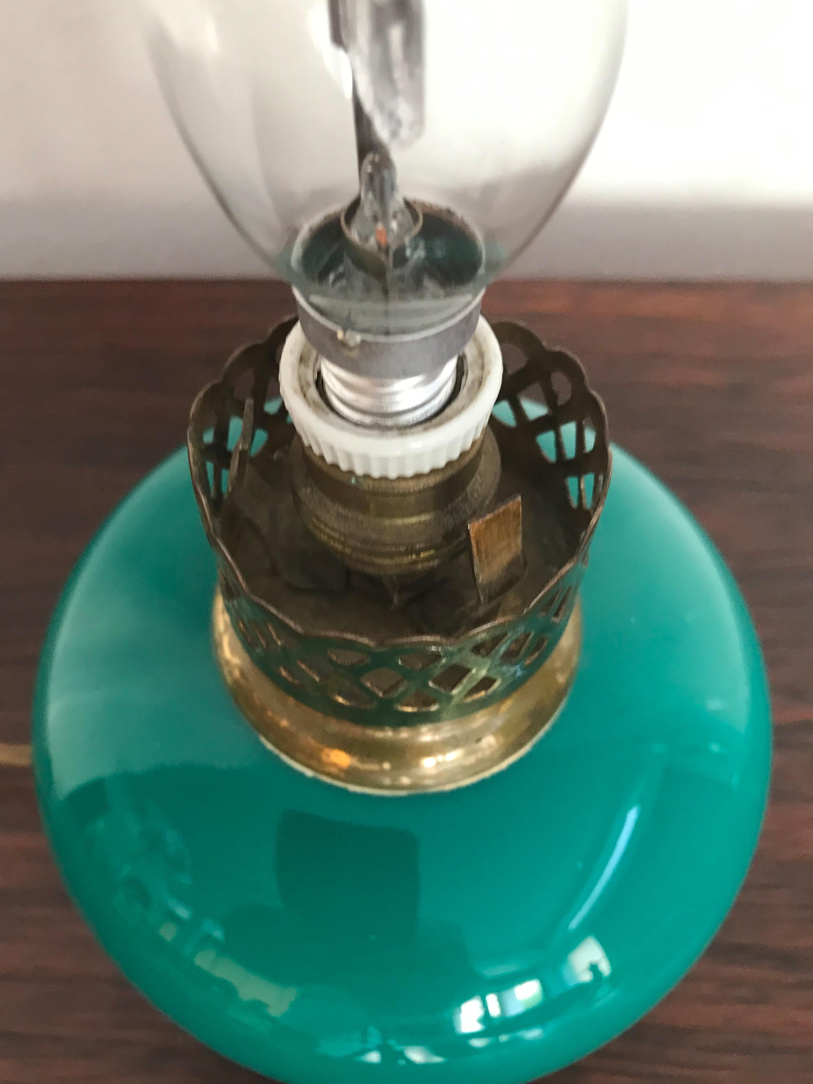 Venini Murano Italian Midcentury Brass Glass Table Lamp, 1950s For Sale 2