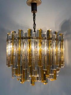 Venini Murano Italian Midcentury "Triedri" Serie Glass Chandelier 1960s