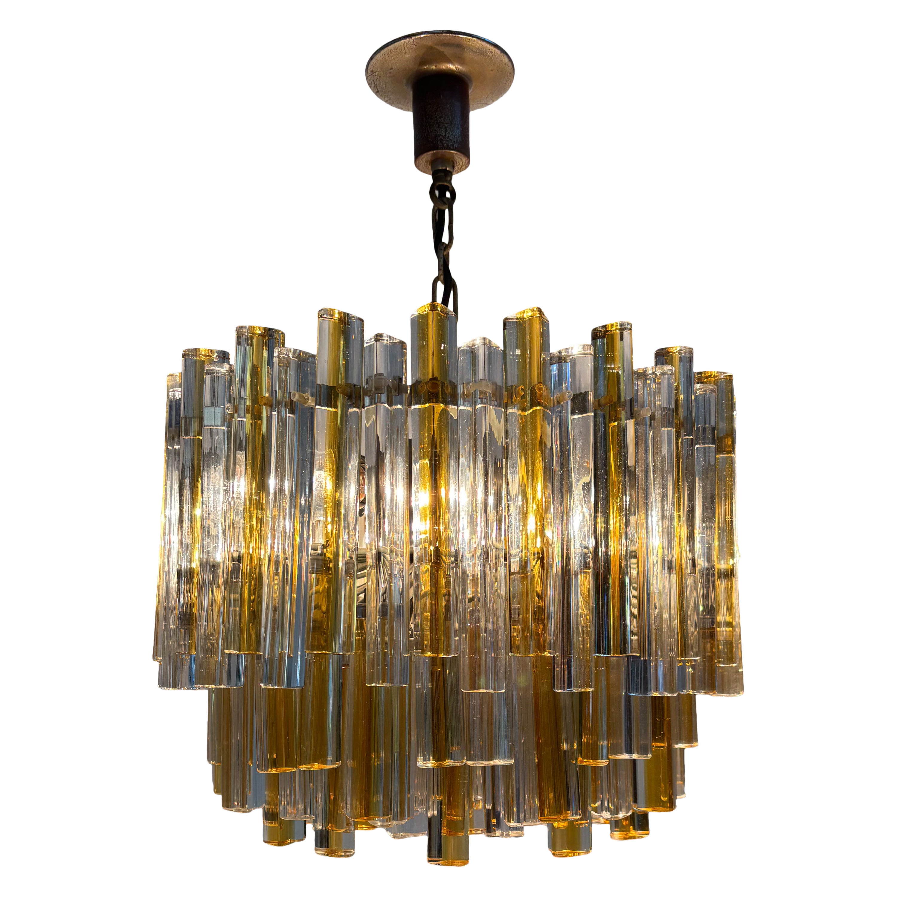 Venini Murano Italian Midcentury "Triedri" Serie Glass Chandelier 1960s