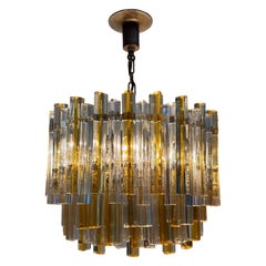 Venini Murano Italian Midcentury "Triedri" Serie Glass Chandelier 1960s