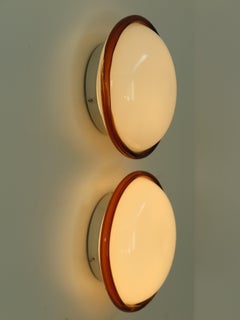 Venini Murano Italian White and Amber Glass Wall Lamps or Ceiling Lamps 1994