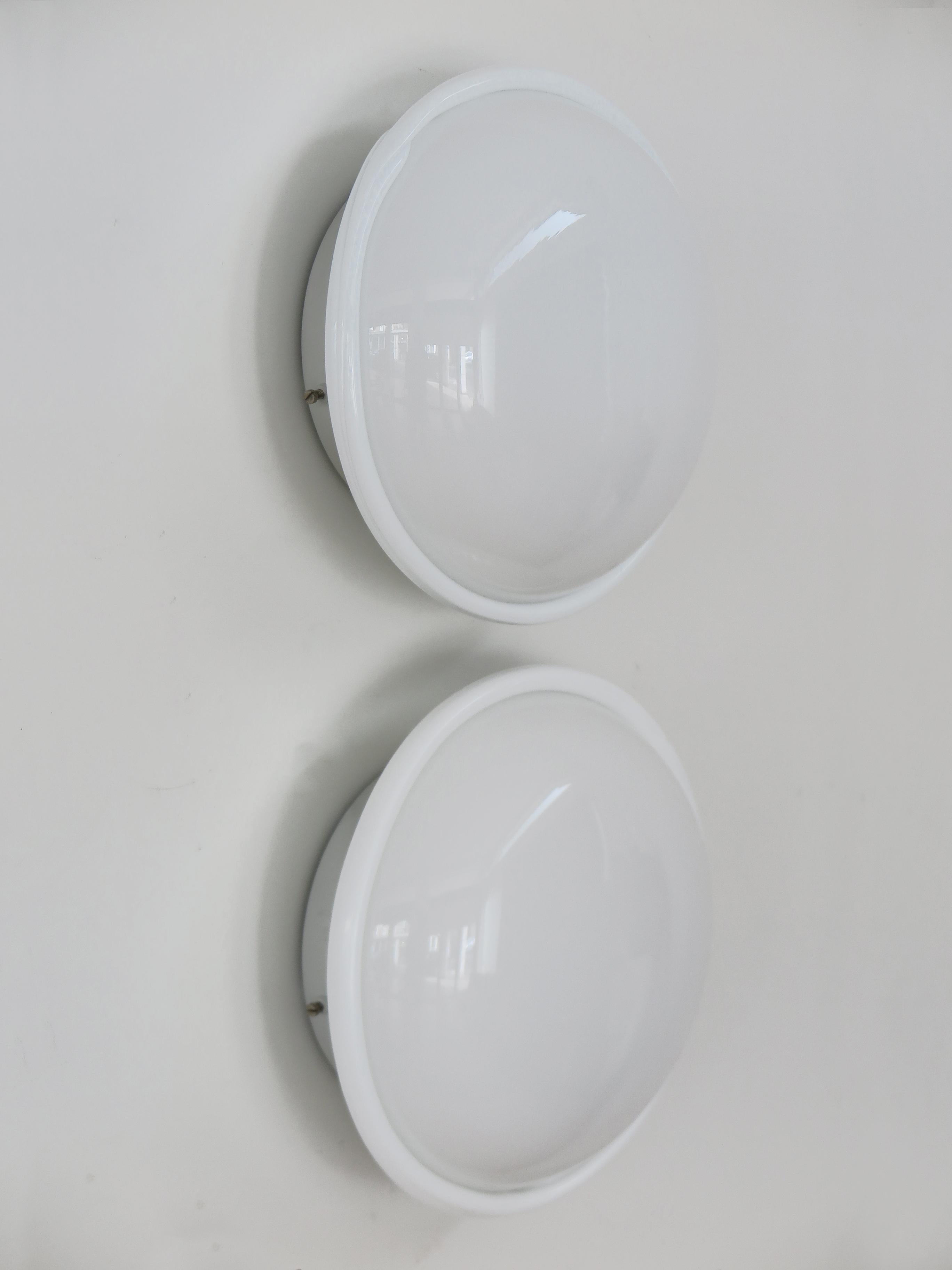 Late 20th Century Venini Murano Italian White Glass Wall Lamps or Ceiling Lamps 1995 en vente