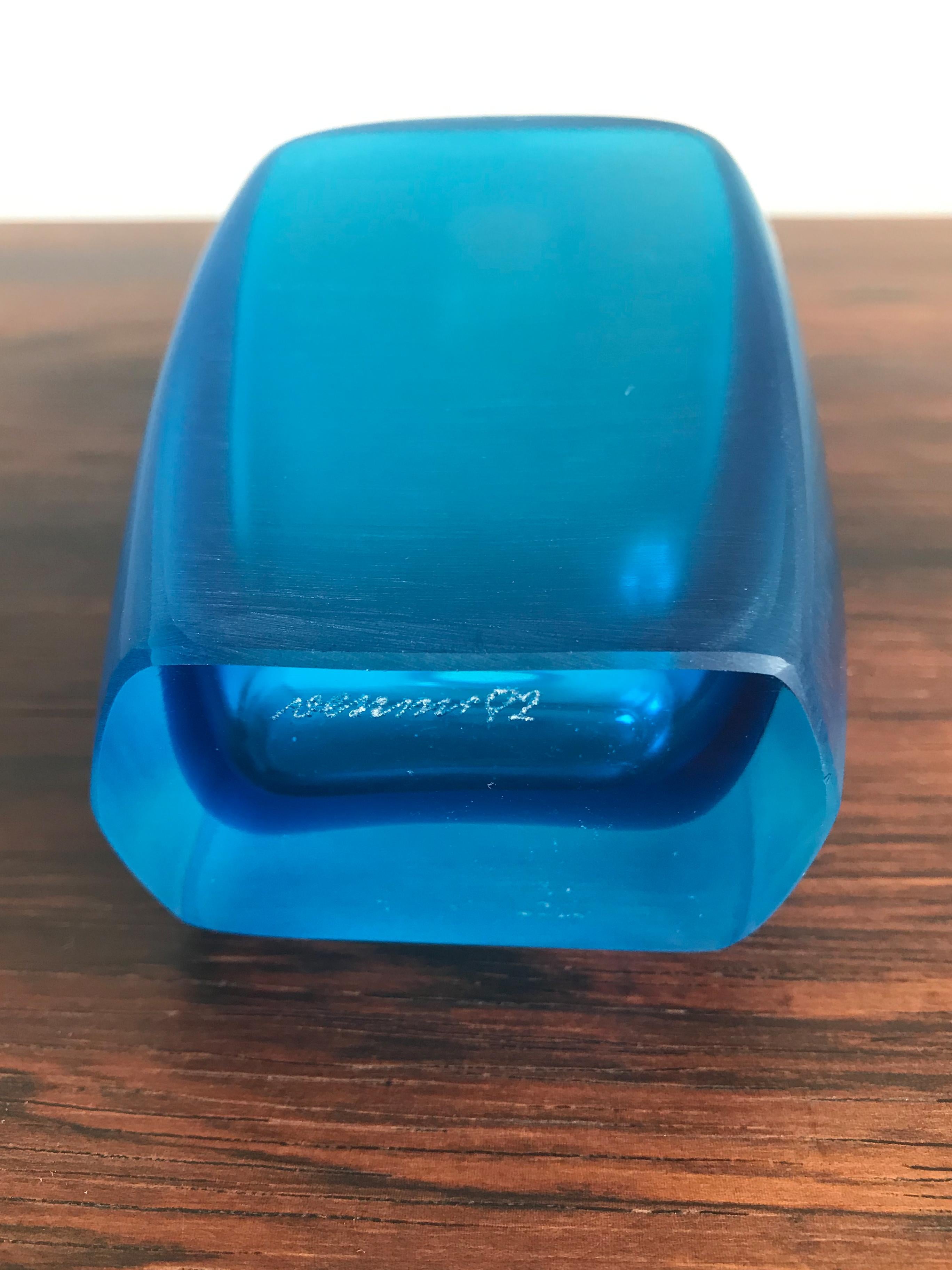 Venini Murano Italy Blue Glass Bottle Serie “Velati”, 1992 1