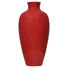 Venini Murano "Labuan" Series Blown Glass Red Color Vase, 1985