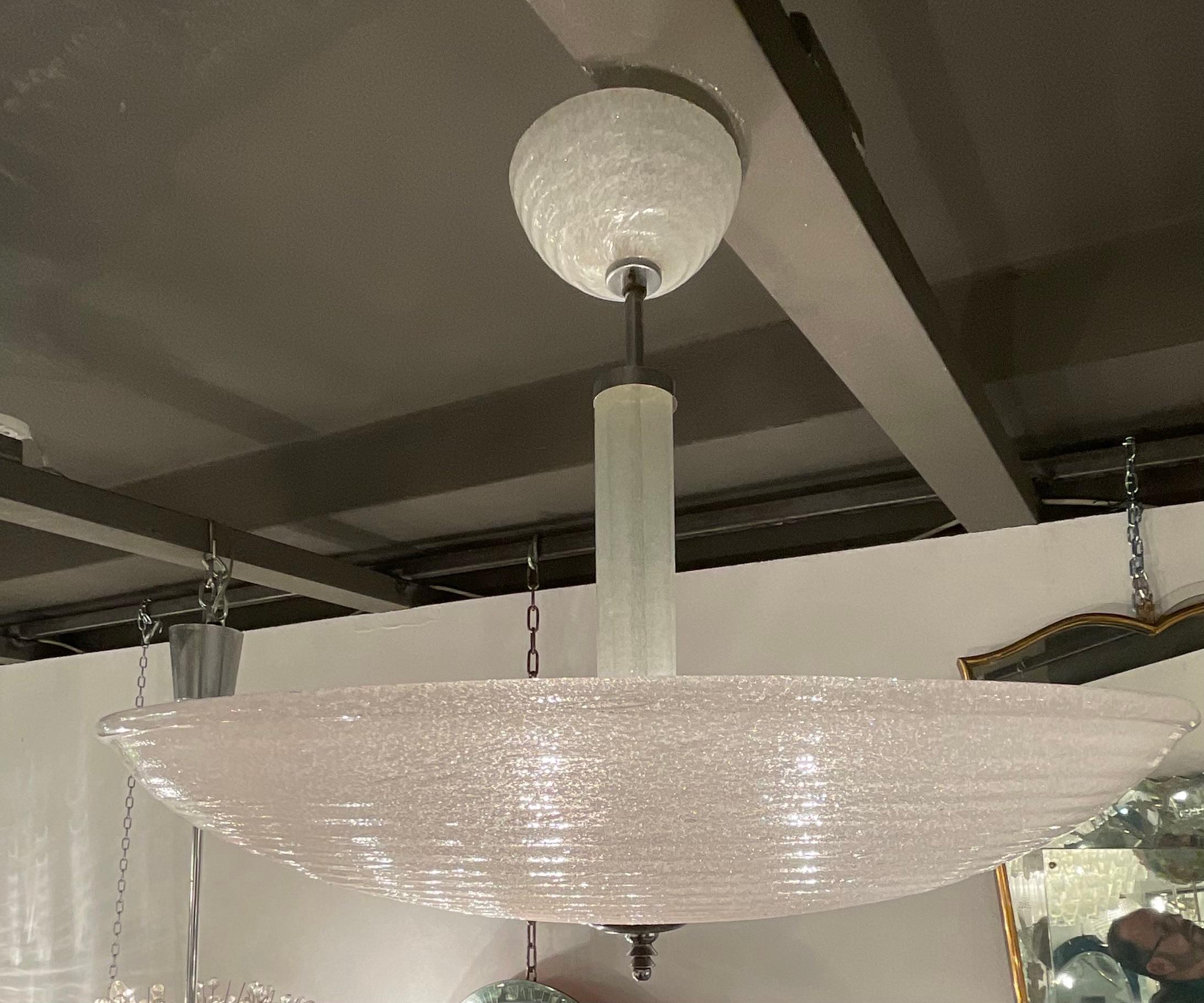 Steel VENINI MURANO - art deco chandelier - 1930s For Sale