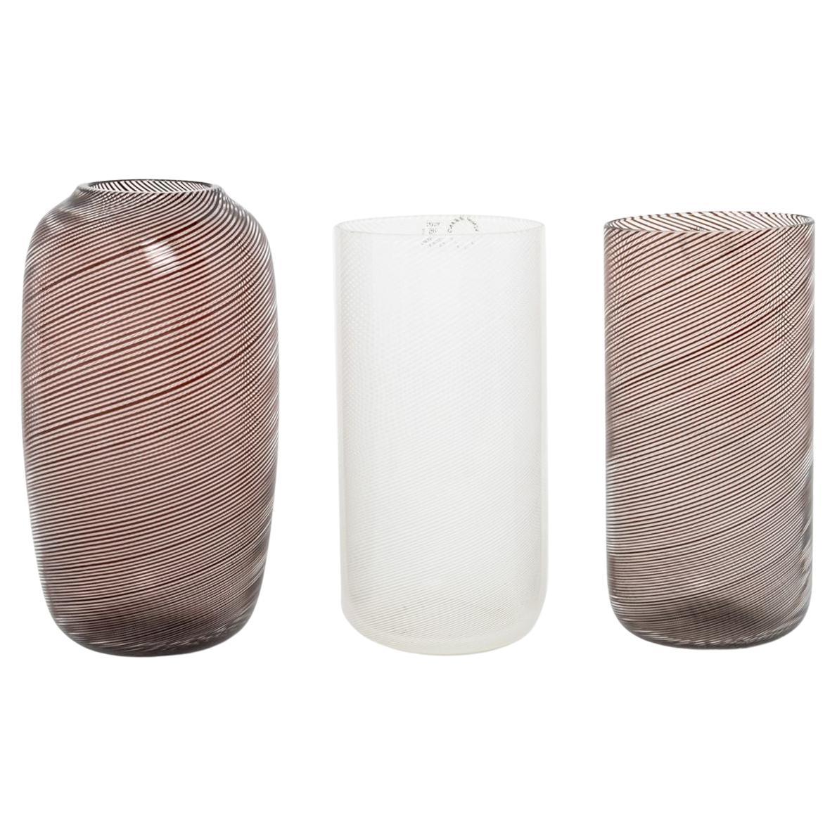 Venini Vases en verre Murano Latticino, 3