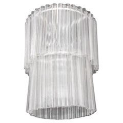Venini Murano Linenfold Glass Pendant Chandelier