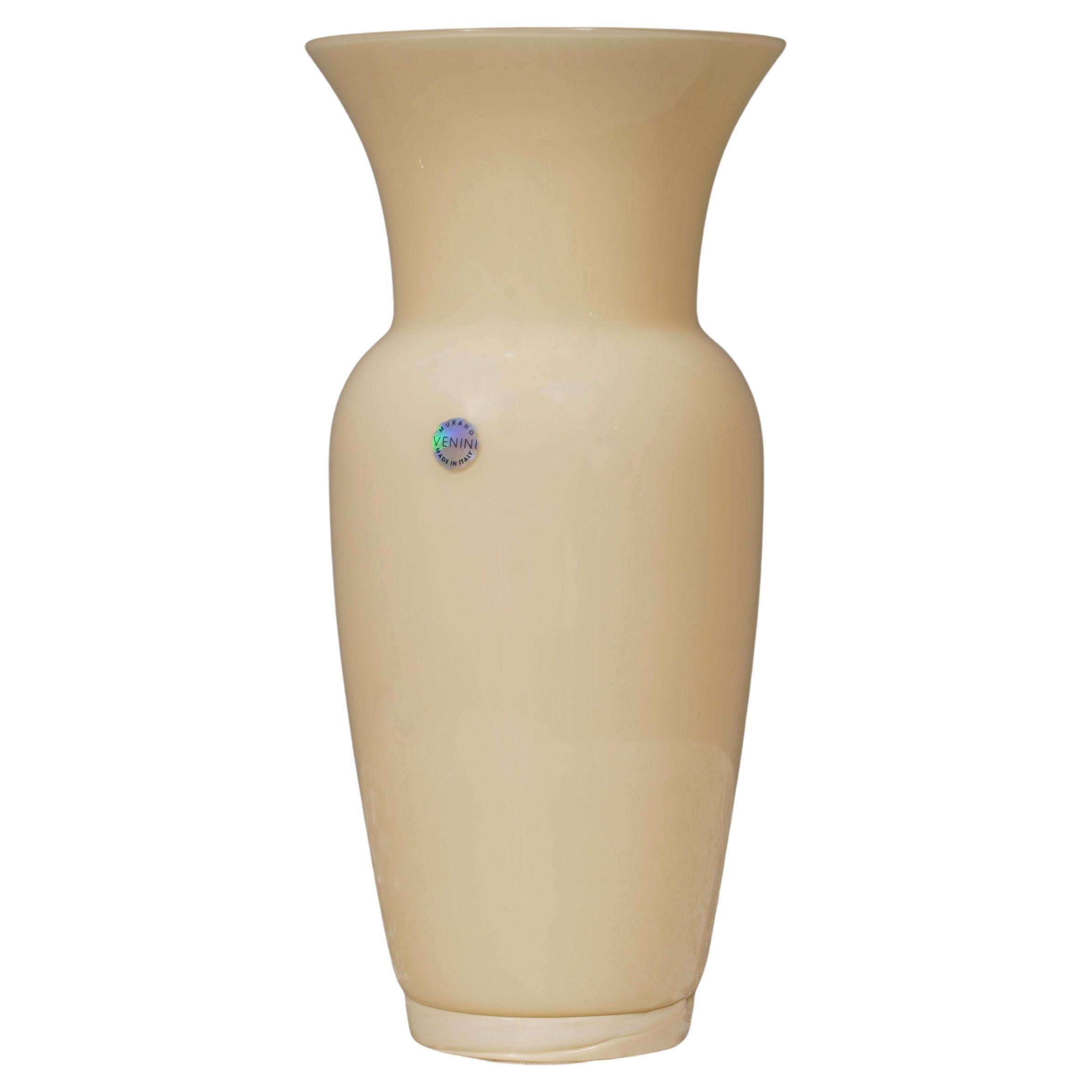 Venini Murano "Opal" Series Glass Ivory Color Vase, 1979