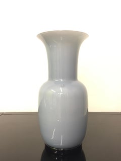 Venini Murano "Opalini" Vase Design Fulvio Bianconi Verre blanc et gris colombe