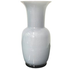 Venini Murano "Opalini" Vase Design Fulvio Bianconi White and Dove Gray Glass