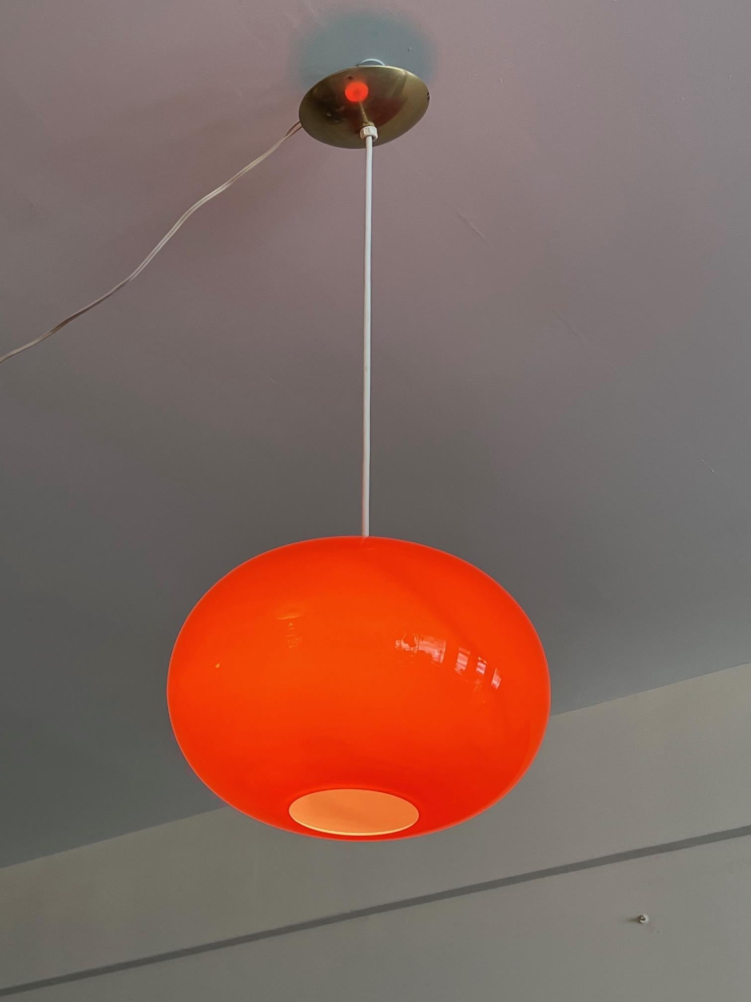Venini lampe  suspension en verre de Murano orange des annes 1950 Bon état - En vente à St.Petersburg, FL