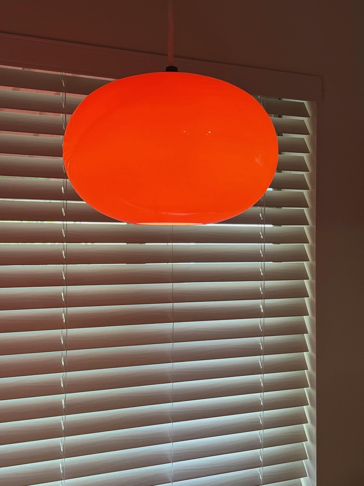 Venini lampe  suspension en verre de Murano orange des annes 1950 en vente 1