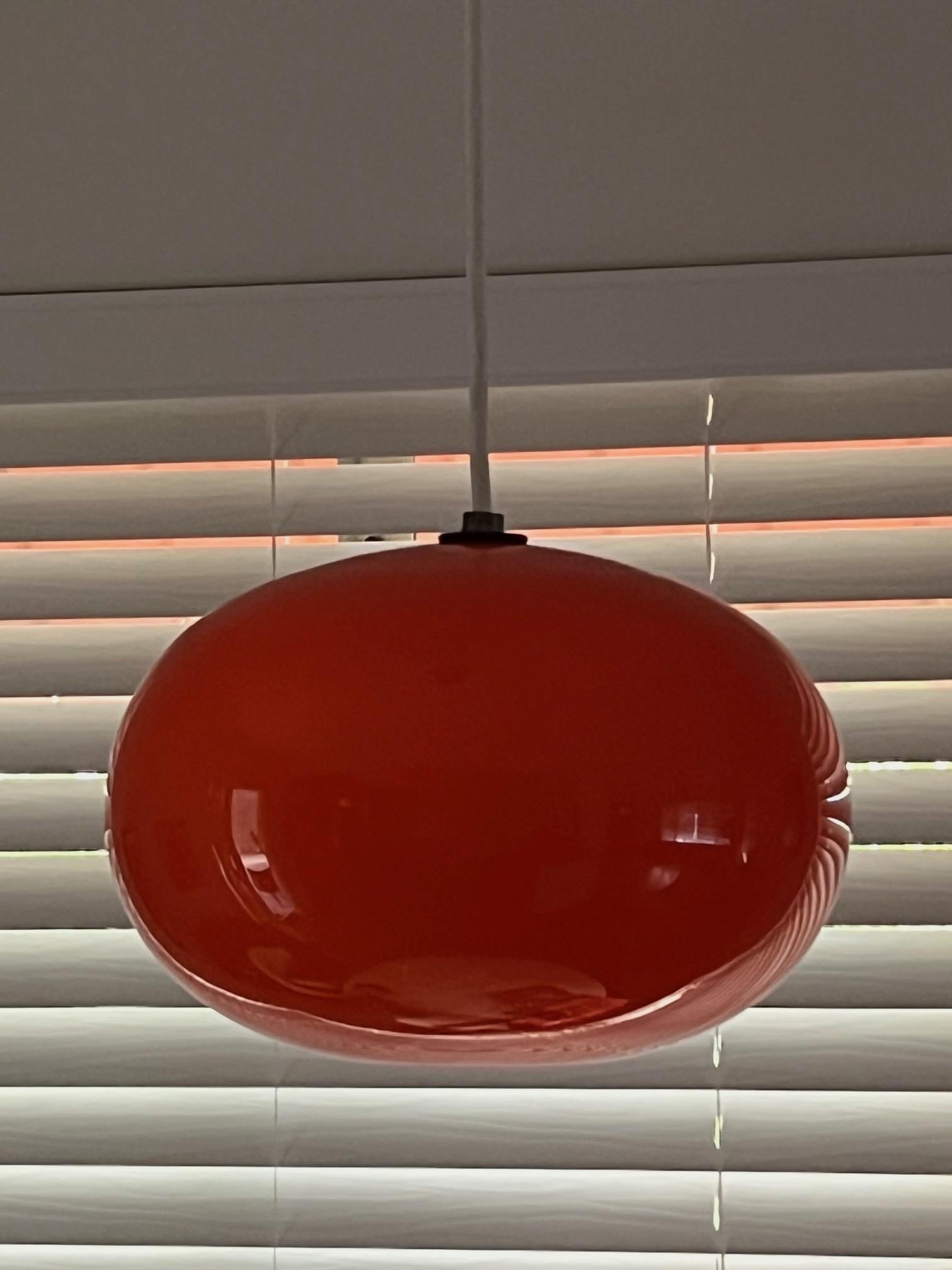 Venini lampe  suspension en verre de Murano orange des annes 1950 en vente 2