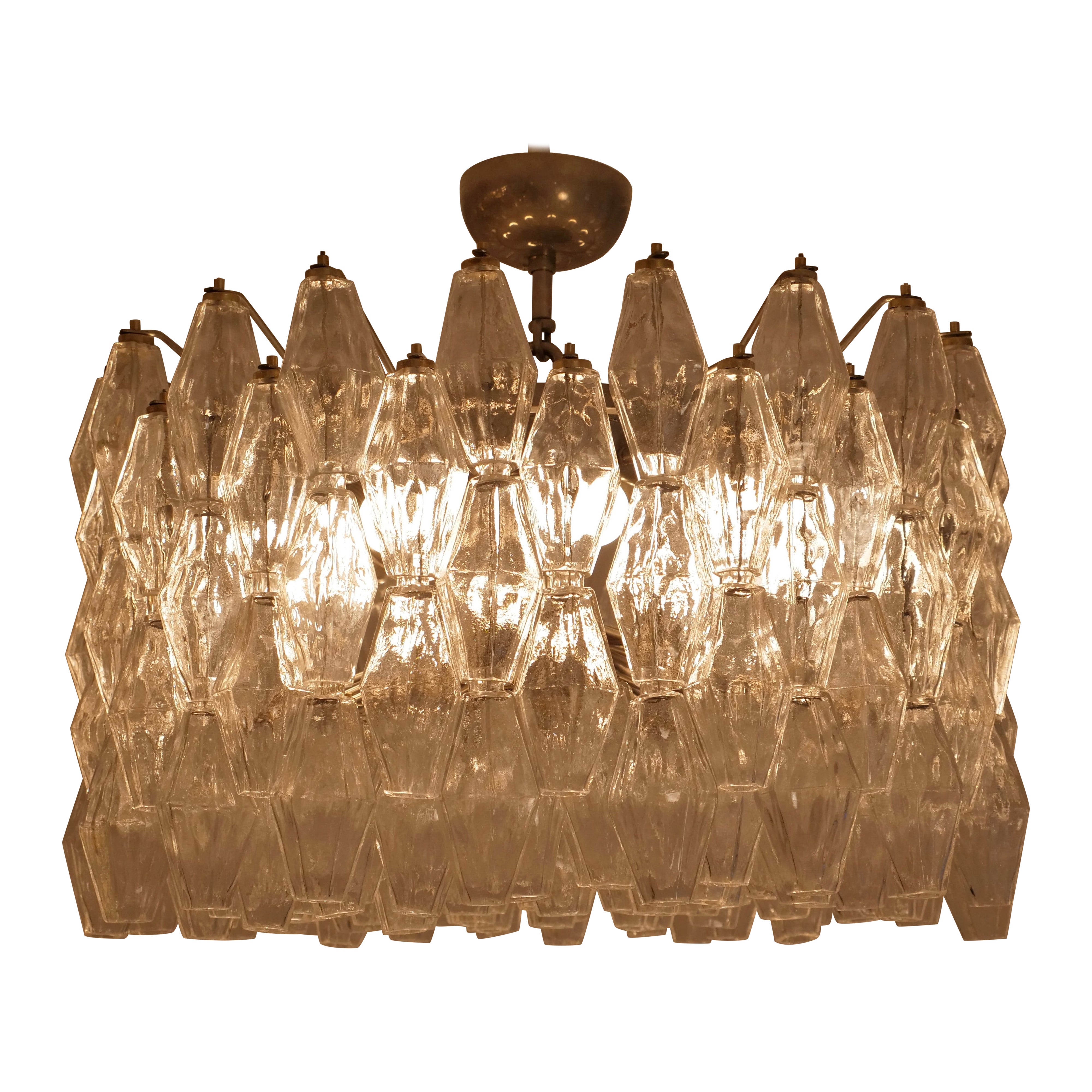 Venini, Murano, Poliedri chandelier by Carlo Scarpa c1960 For Sale