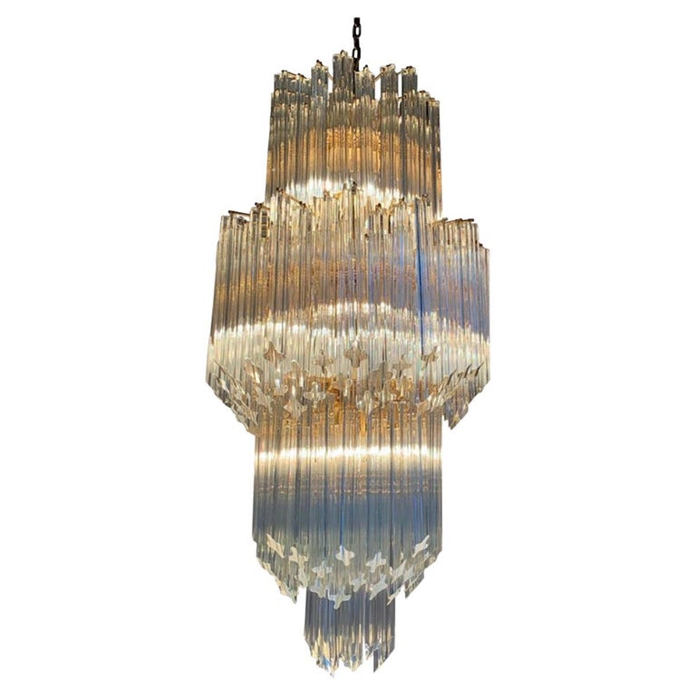 Venini Murano Quadriedri Chandelier, 70s For Sale at 1stDibs