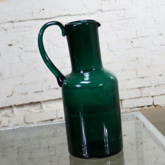 Venini Murano Signed Green Cocktail Pitcher