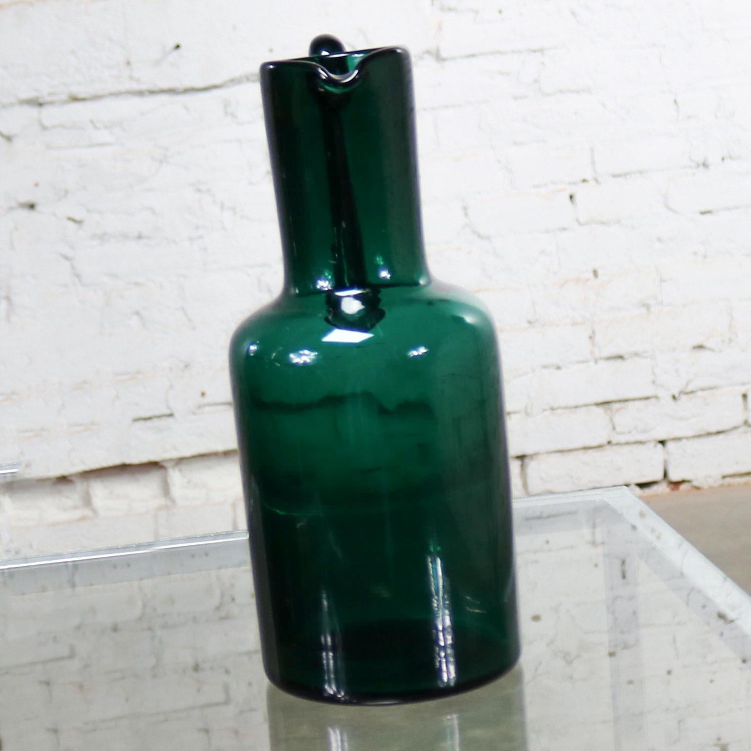 Mid-Century moderno Brocca da cocktail verde firmata Venini Murano in vendita