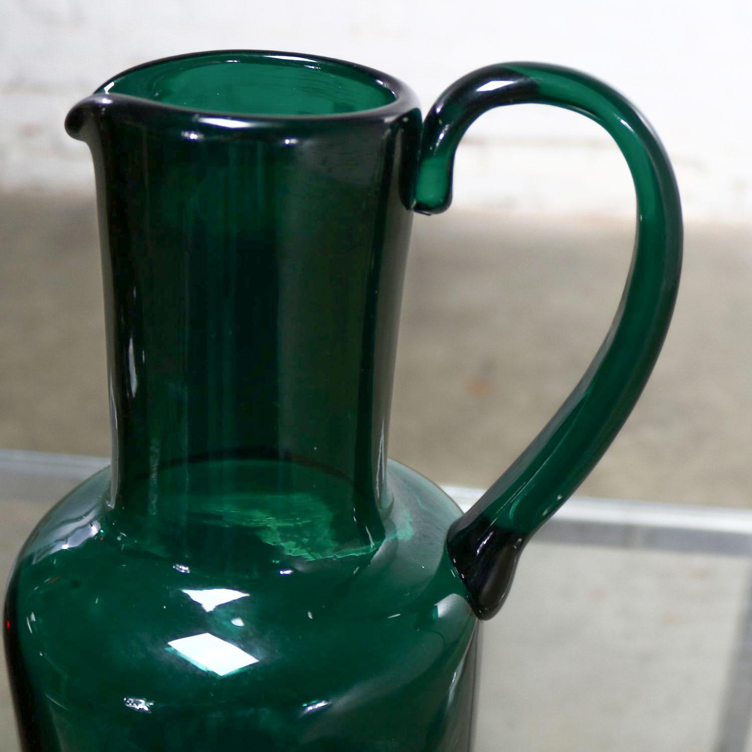 20th Century Venini Murano Signed Green Cocktail Pitcher For Sale