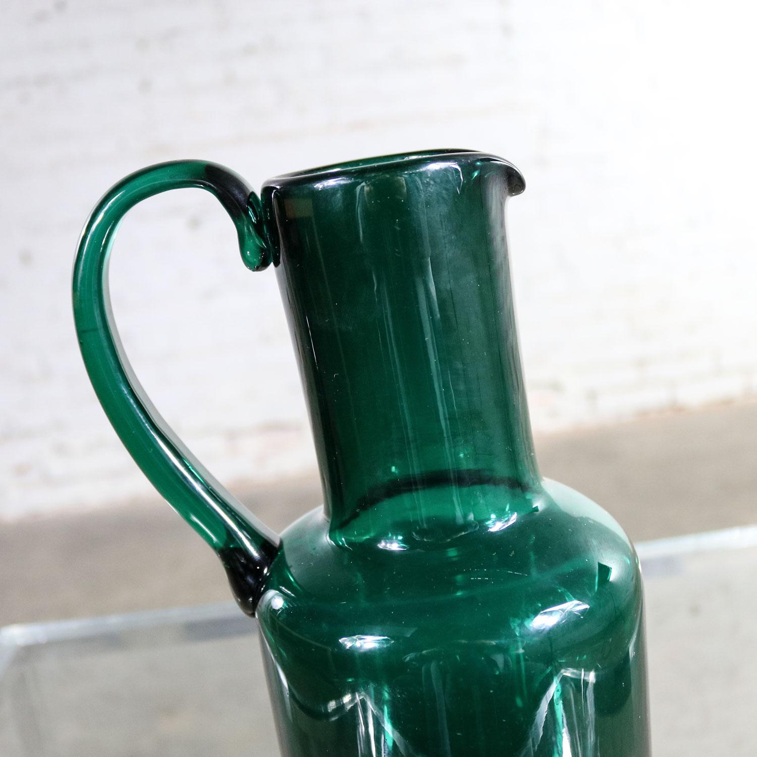 Venini Murano Signed Green Cocktail Pitcher For Sale 1