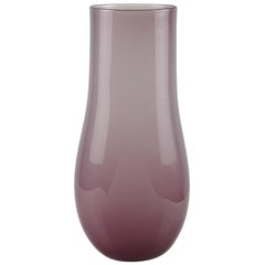 Retro Venini Murano Signed Lavender Purple Opaline Italian Art Glass Flower Vase