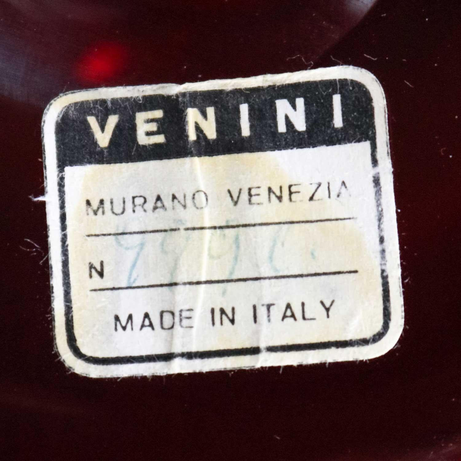 Pichet à cocktail rouge signé Venini Murano en vente 7