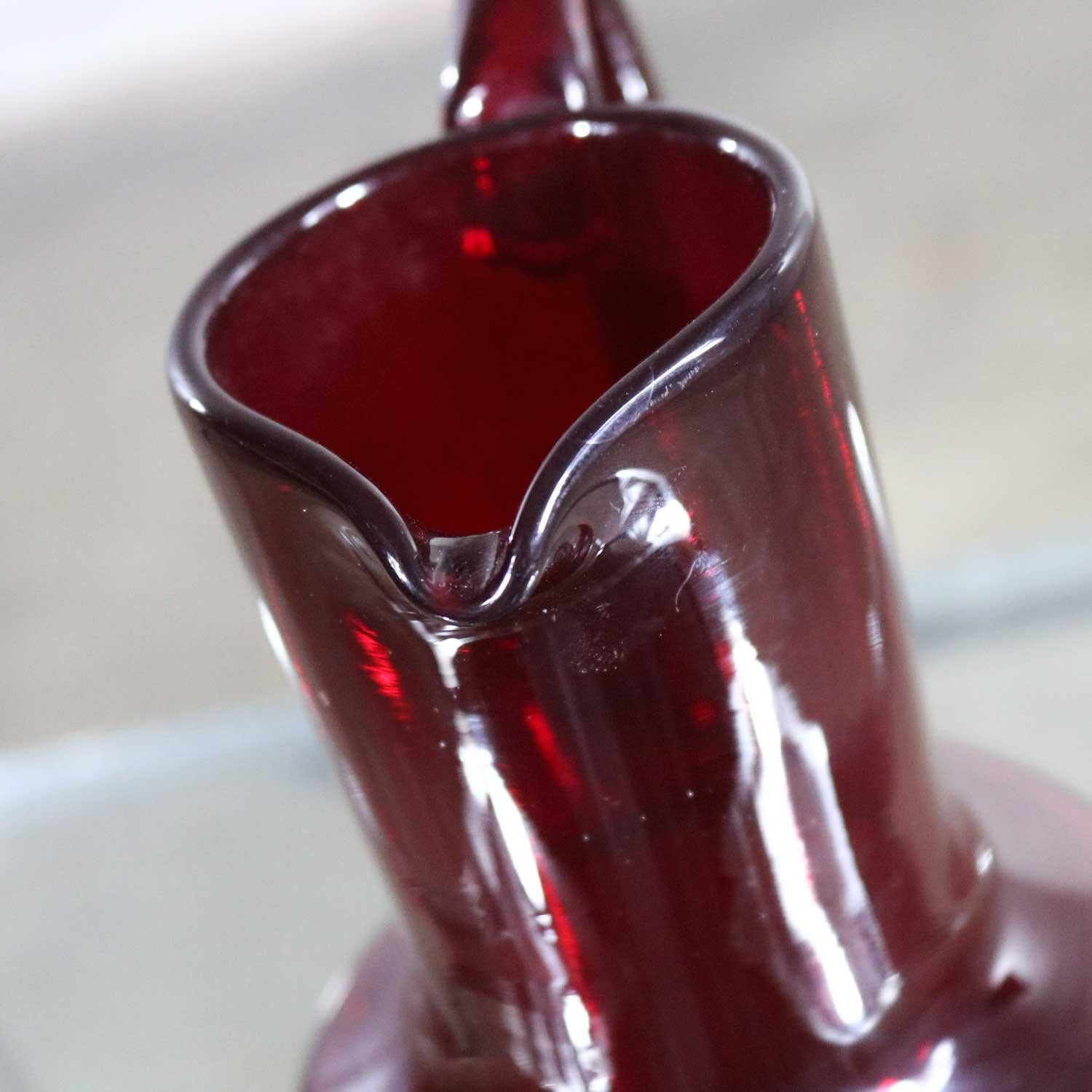 Venini Murano Signed Red Cocktail Pitcher For Sale 2