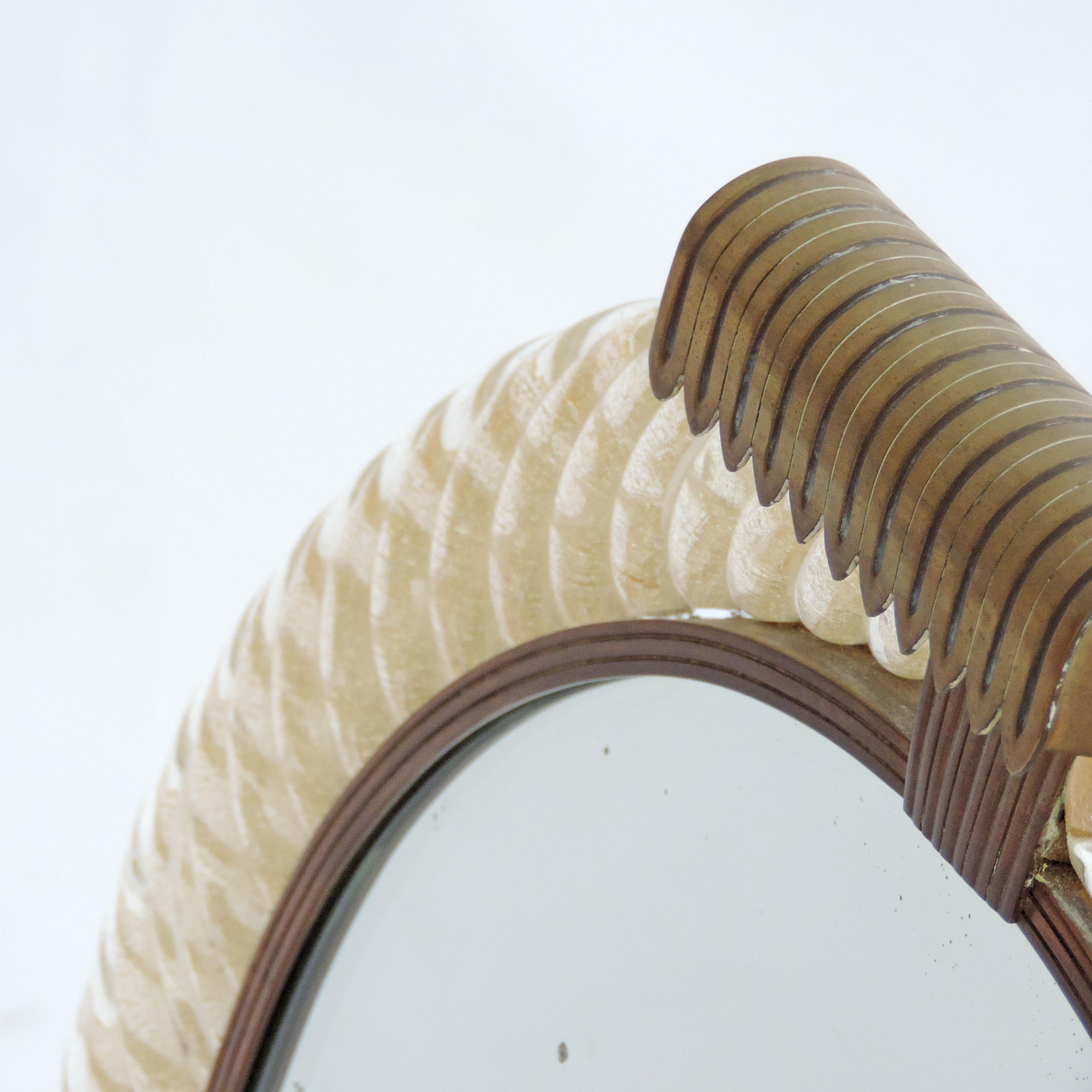 Brass Venini Murano Table Vanity Mirror with Light, Italy, 1940s