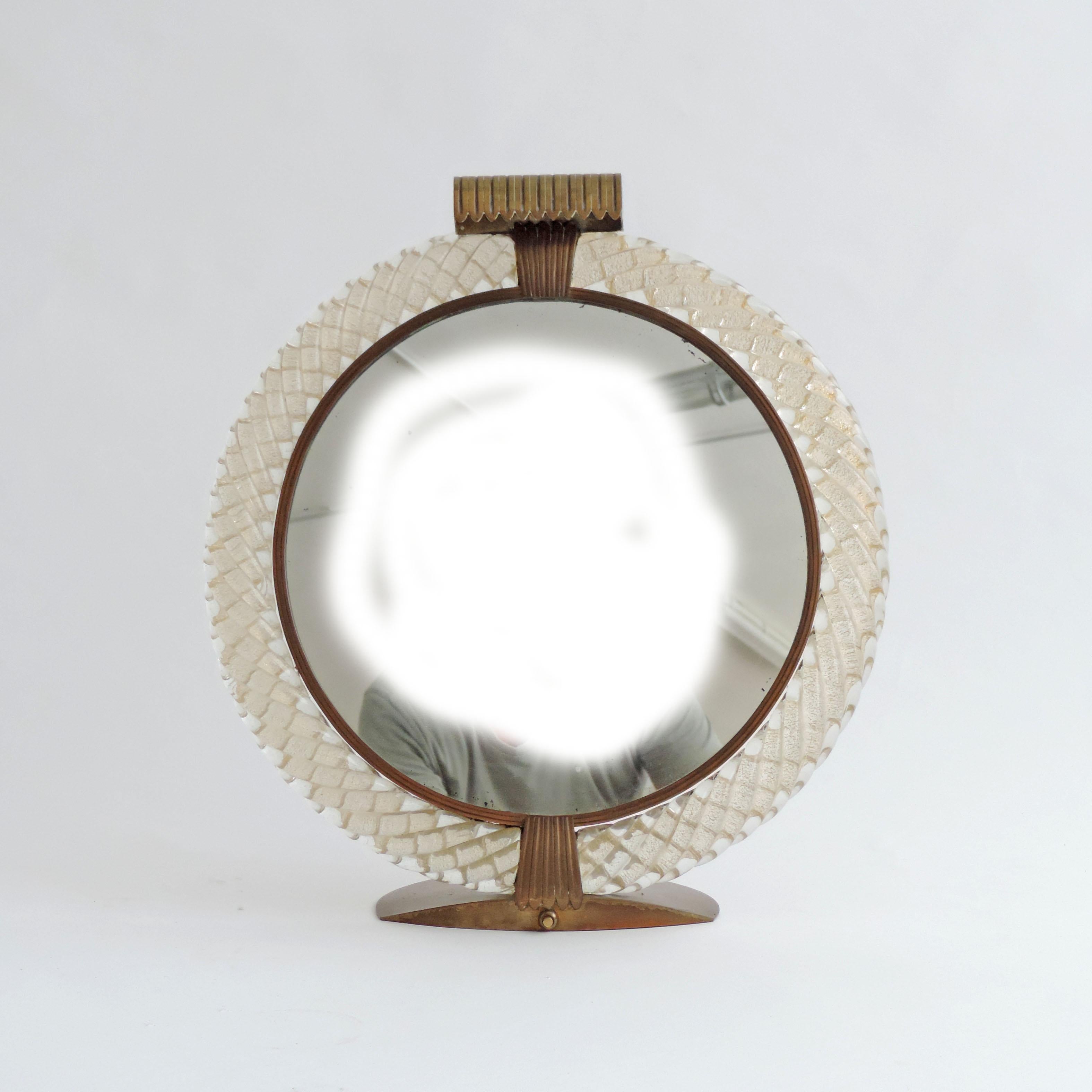 Venini Murano Table Vanity Mirror with Light, Italy, 1940s 2