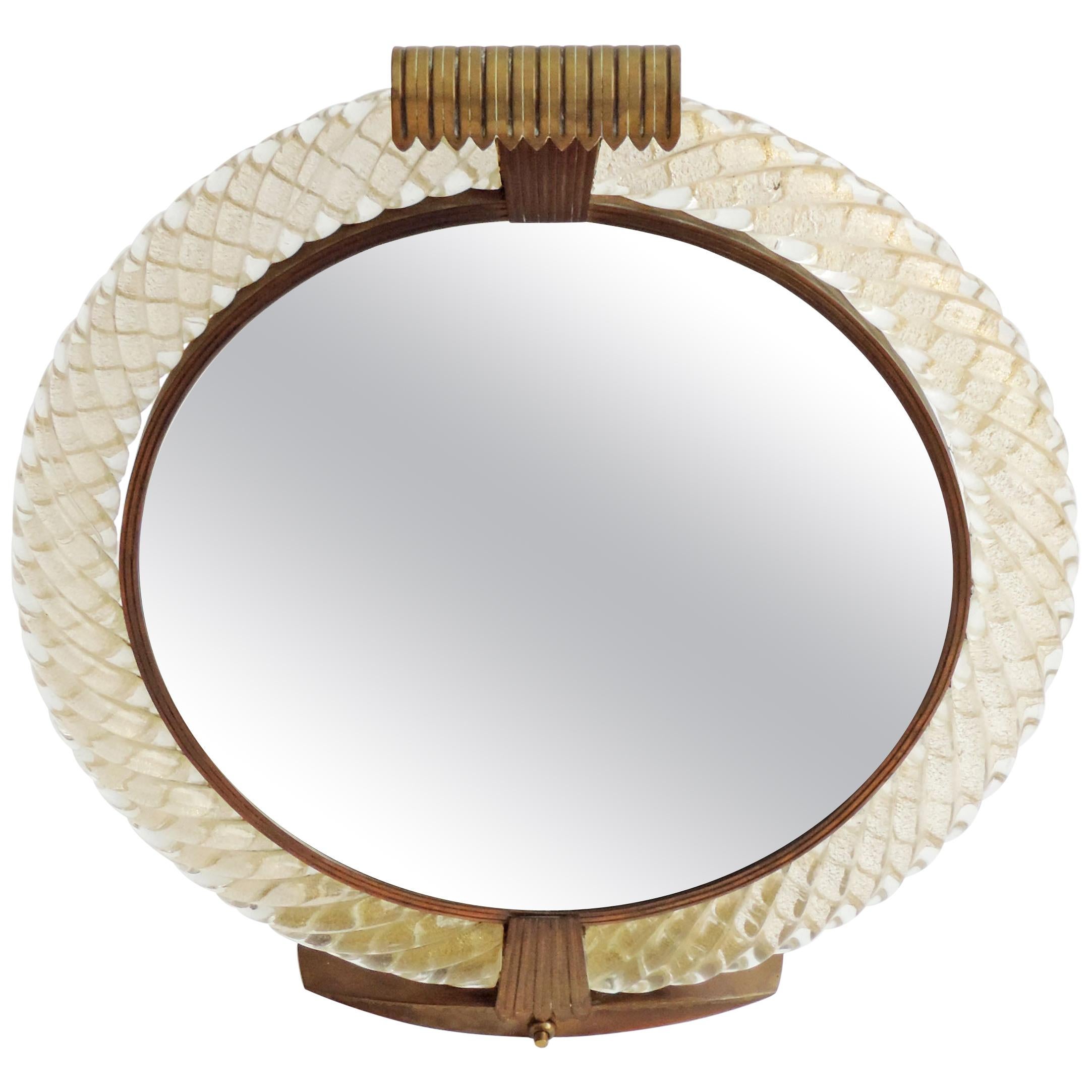 Venini Murano Table Vanity Mirror with Light, Italy, 1940s