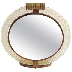 Vintage Venini Murano Table Vanity Mirror with Light, Italy, 1940s