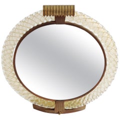 Venini Murano Table Vanity Mirror with Light, Italy, 1940s