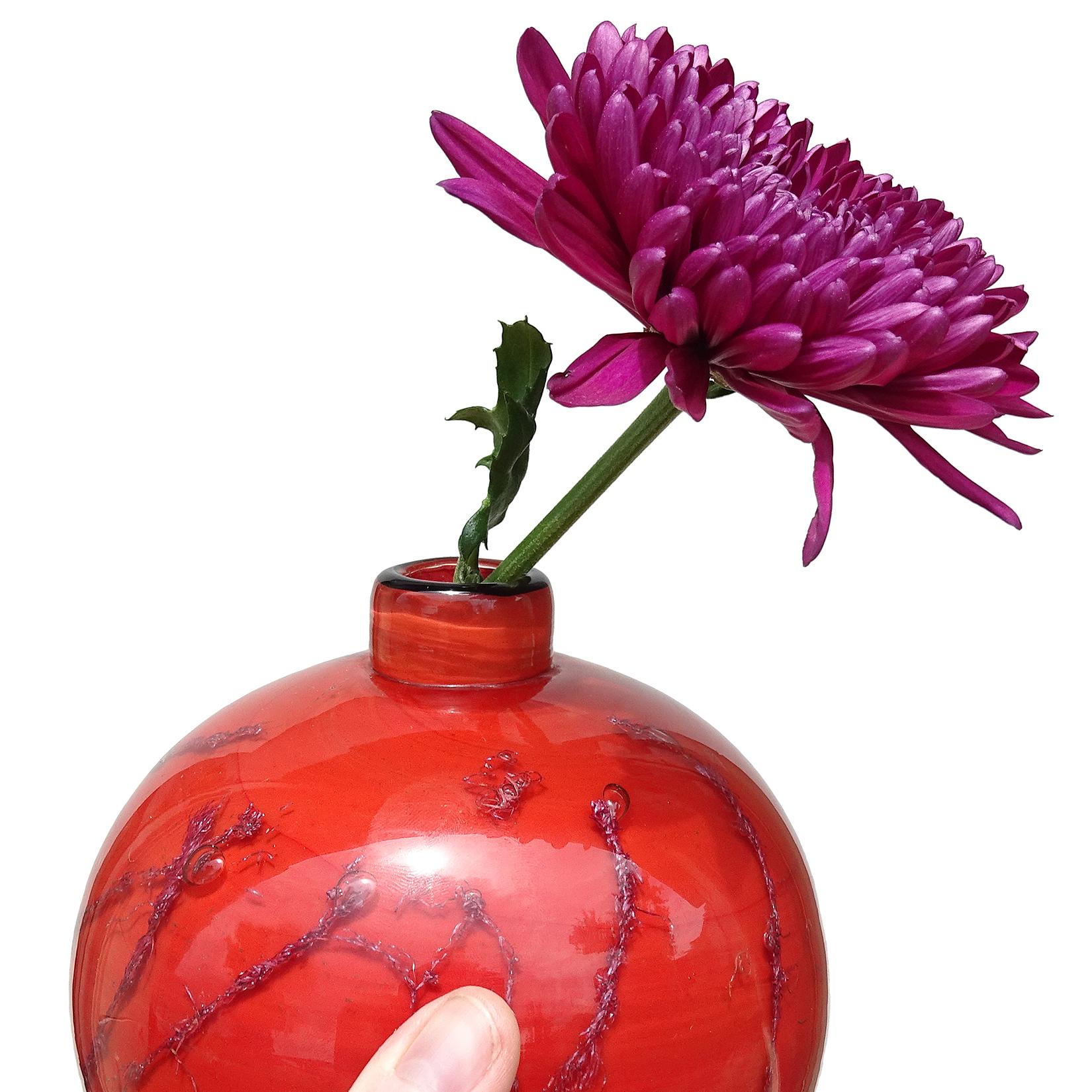 Venini Murano Toni Zuccheri Giada Parfümflasche aus italienischem Kunstglas in Koralle Rot (Handgefertigt) im Angebot