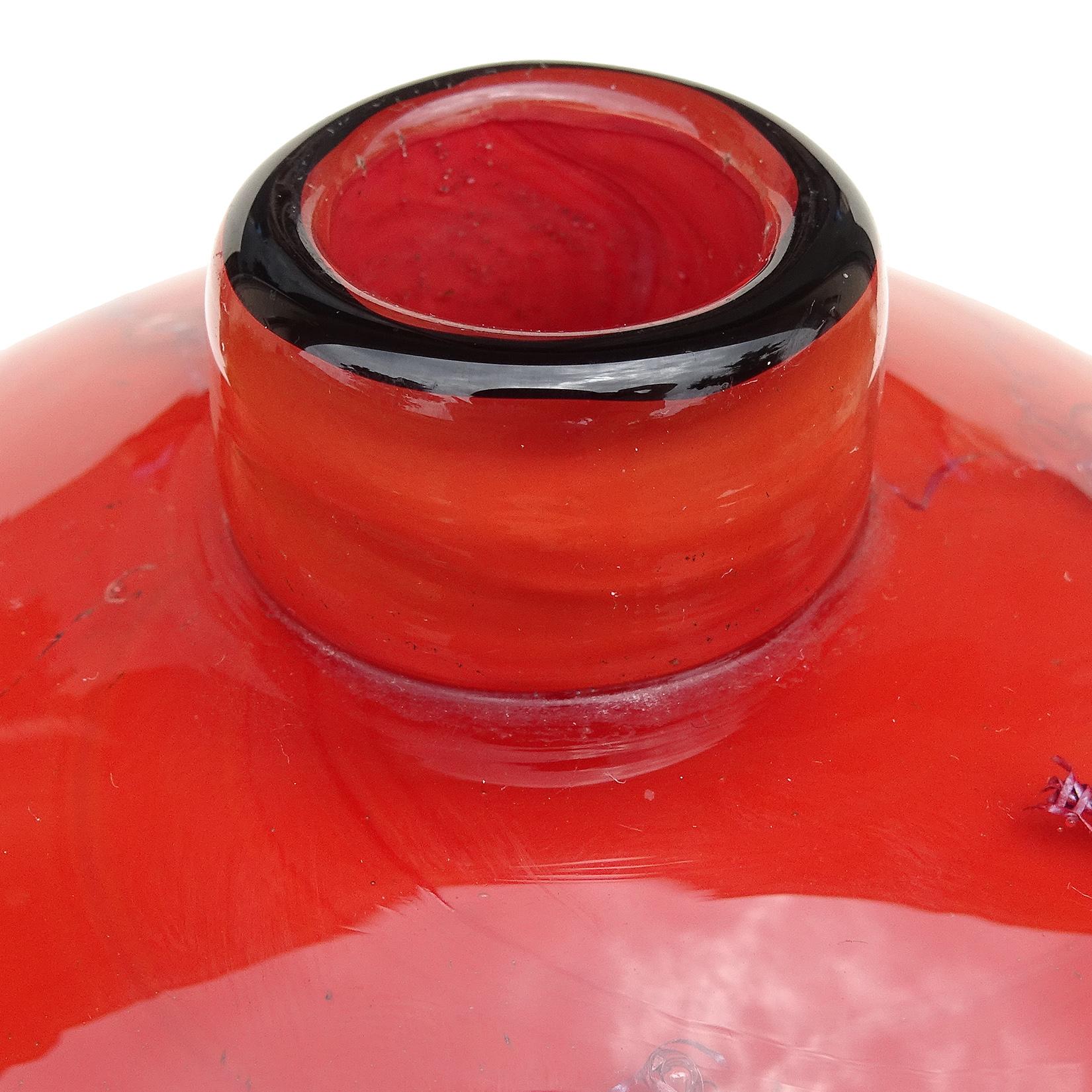 Mid-Century Modern Venini Murano Toni Zuccheri Giada Italian Art Glass Coral Red Perfume Bottle For Sale