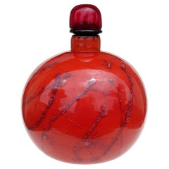 Venini Murano Toni Zuccheri Giada Italian Art Glass Coral Red Perfume Bottle