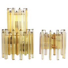 Venini Murano Triedri Applique in vetro giallo e trasparente, set di due