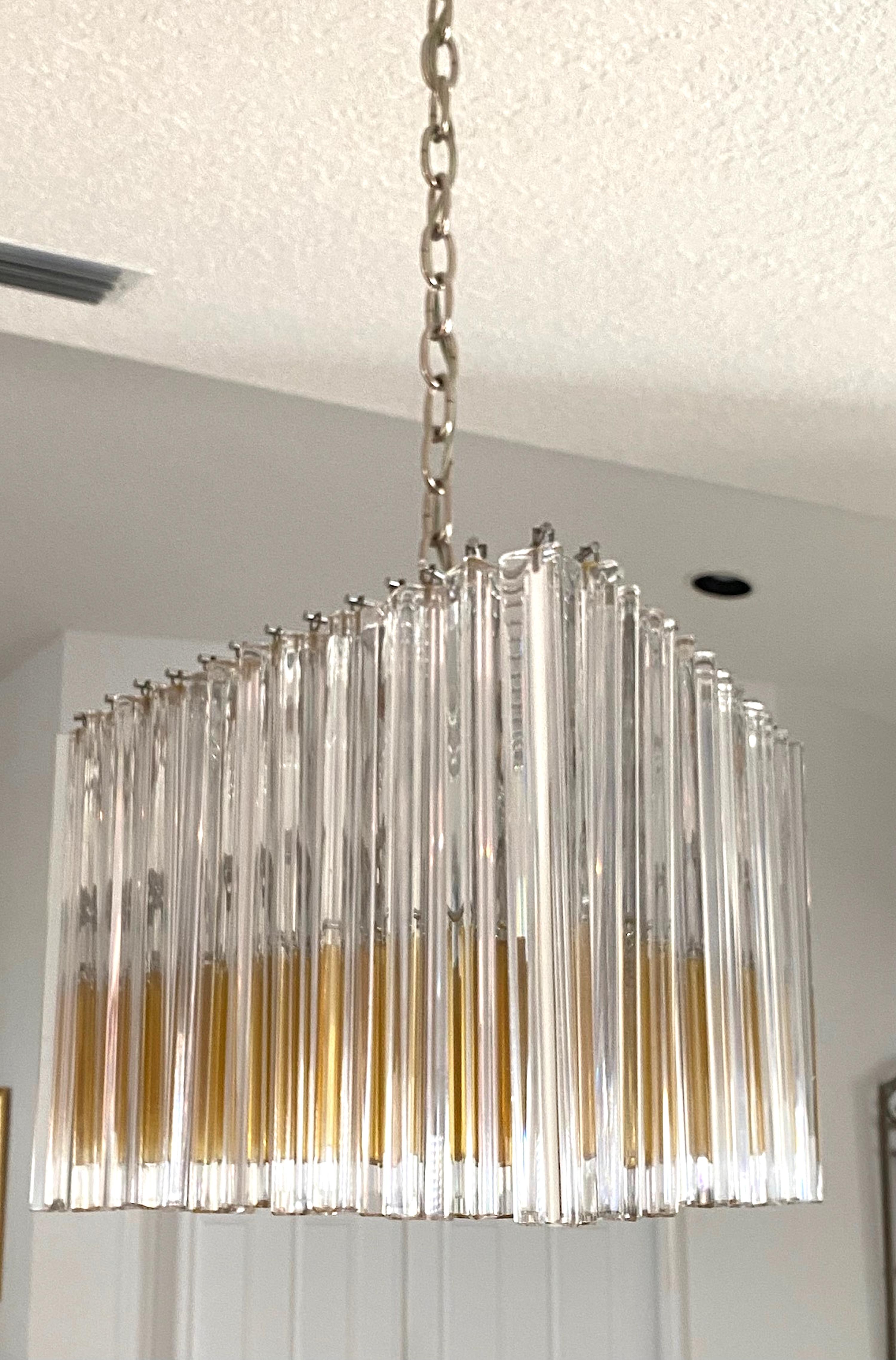Venini Murano Trilobi Romboidal Chandelier in Clear and Amber  For Sale 3