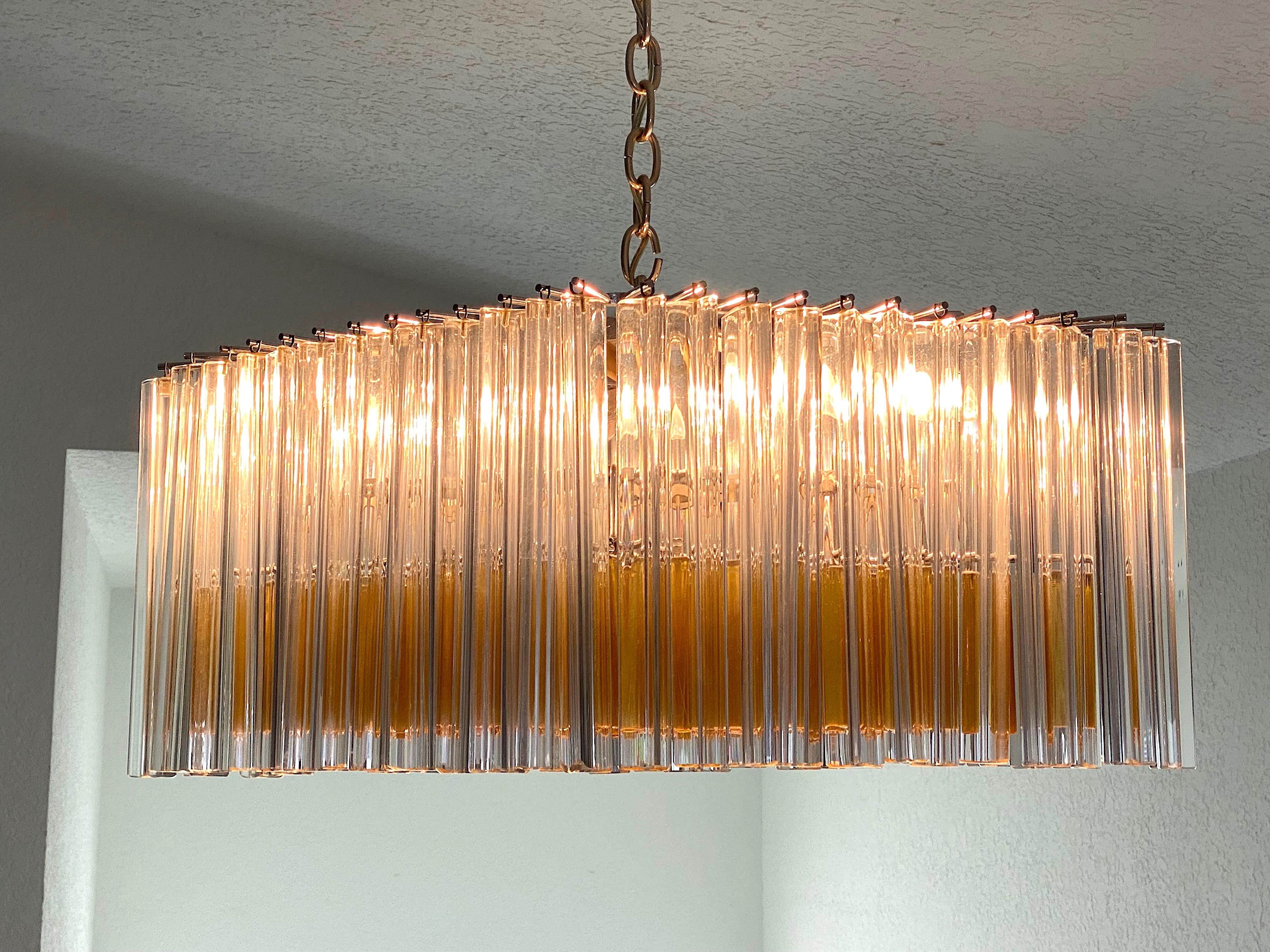 Venini Murano Trilobi Romboidal Chandelier in Clear and Amber  For Sale 7