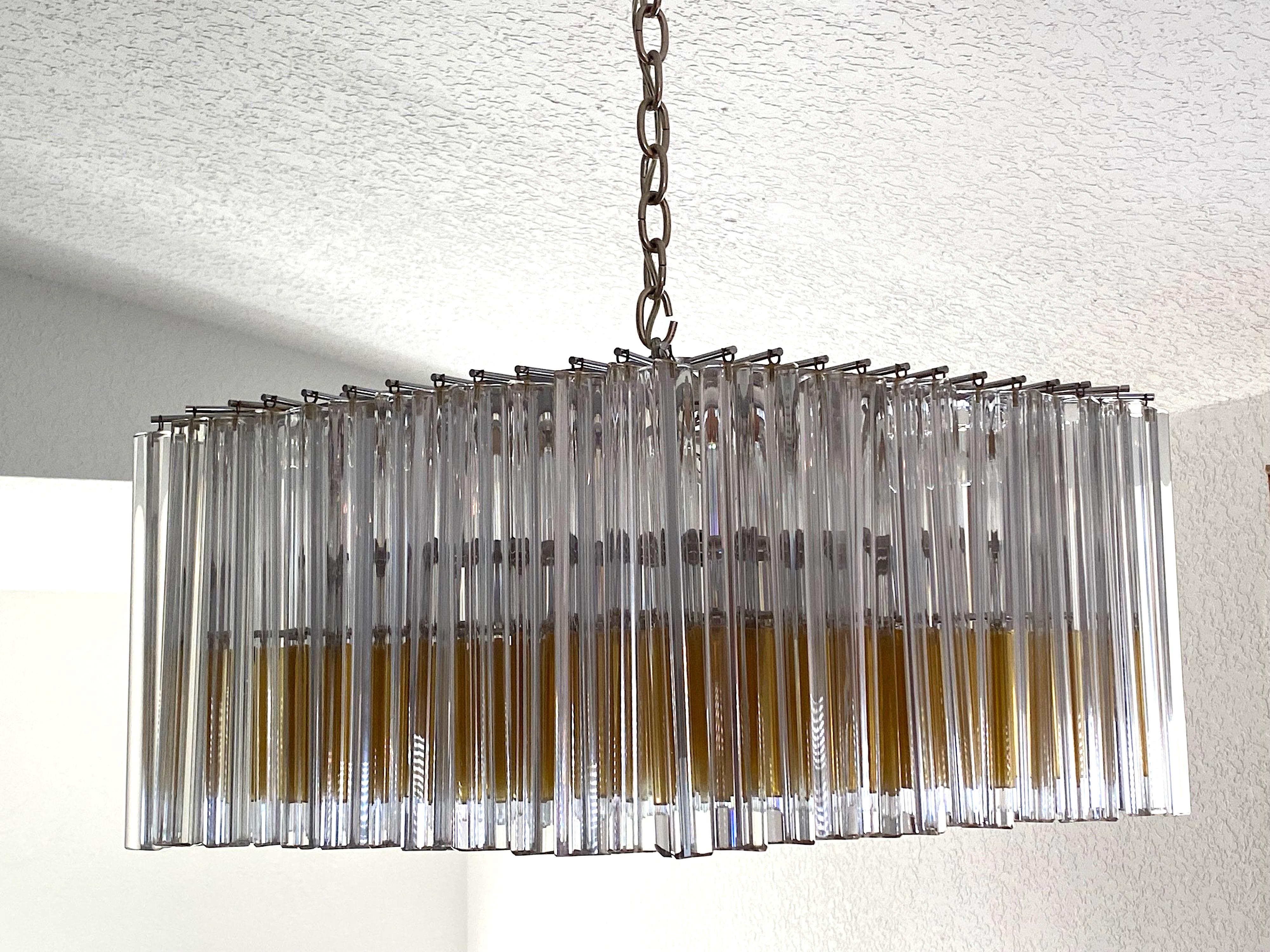 Venini Murano Trilobi Romboidal Chandelier in Clear and Amber  For Sale 12