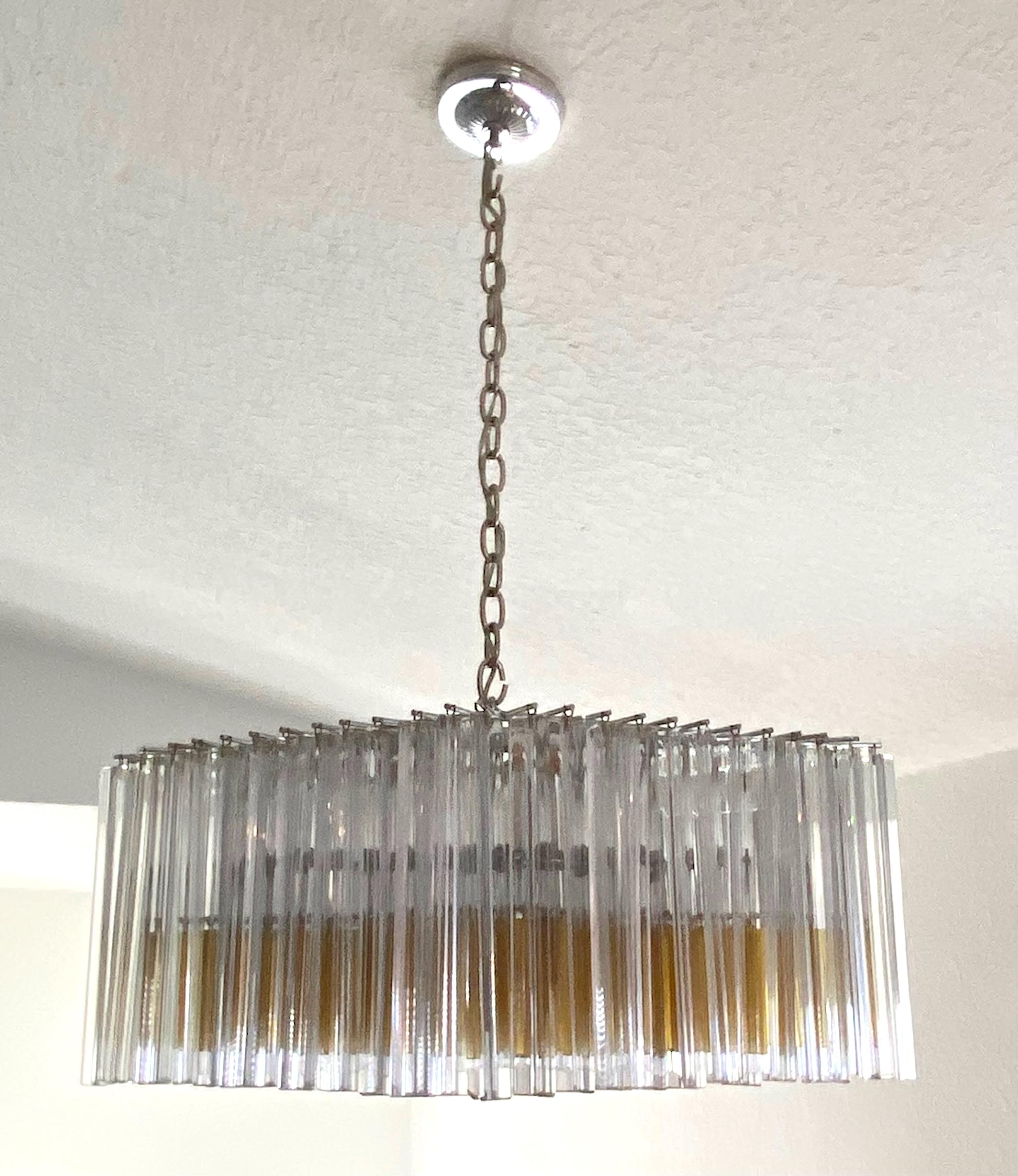 Venini Murano Trilobi Romboidal Chandelier in Clear and Amber  For Sale 13