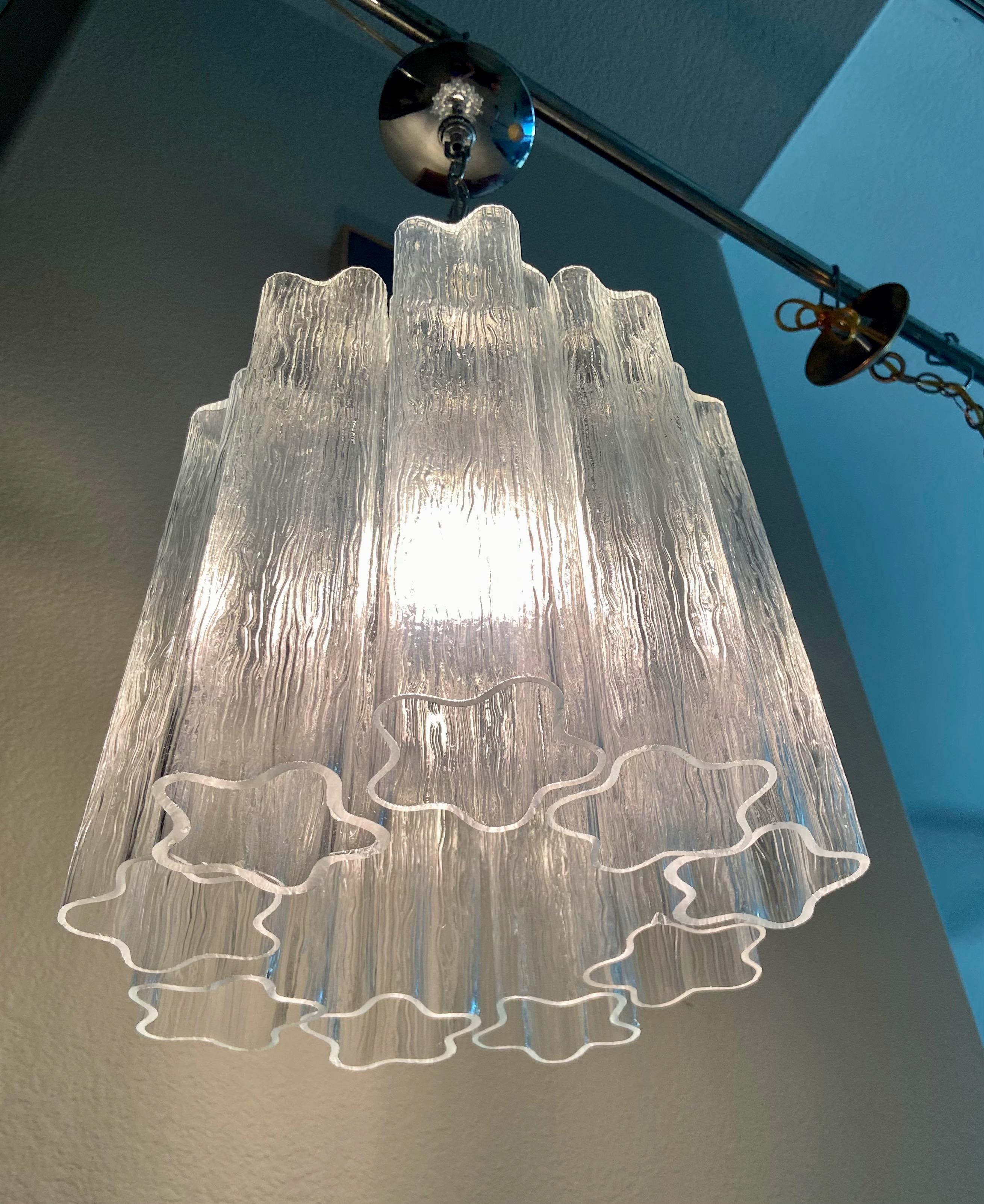 Murano single light pendant light or chandelier composed of handcrafted textured 