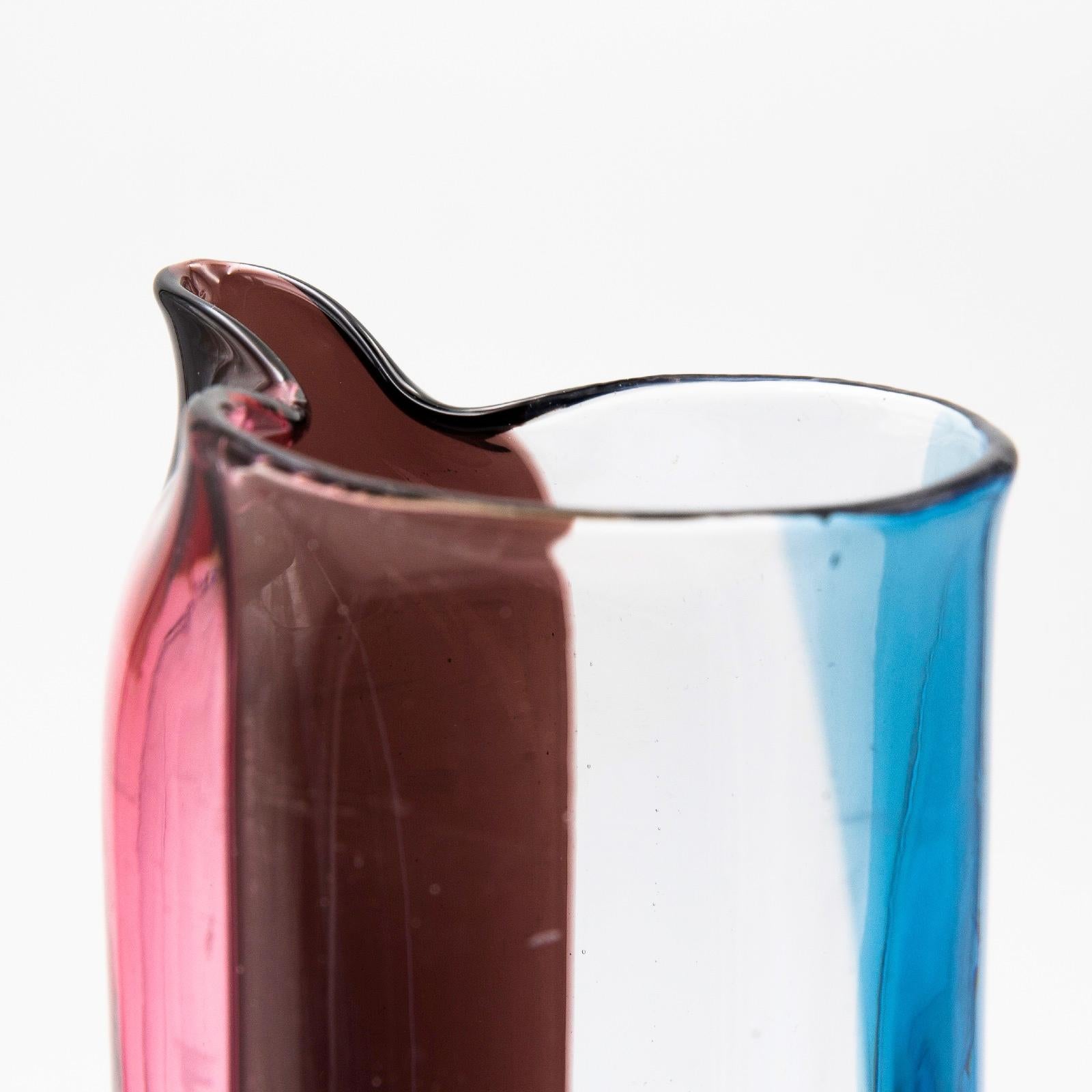 Mid-Century Modern Venini Murano Vignelli / Bianconi Glass Vase Pitcher, Nice Color Scheme