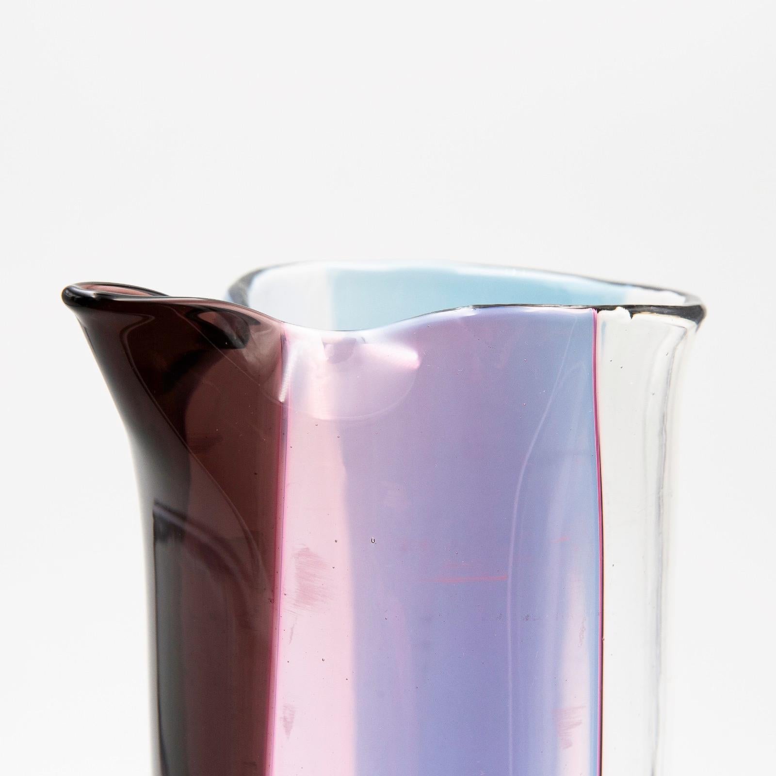 Italian Venini Murano Vignelli / Bianconi Glass Vase Pitcher, Nice Color Scheme