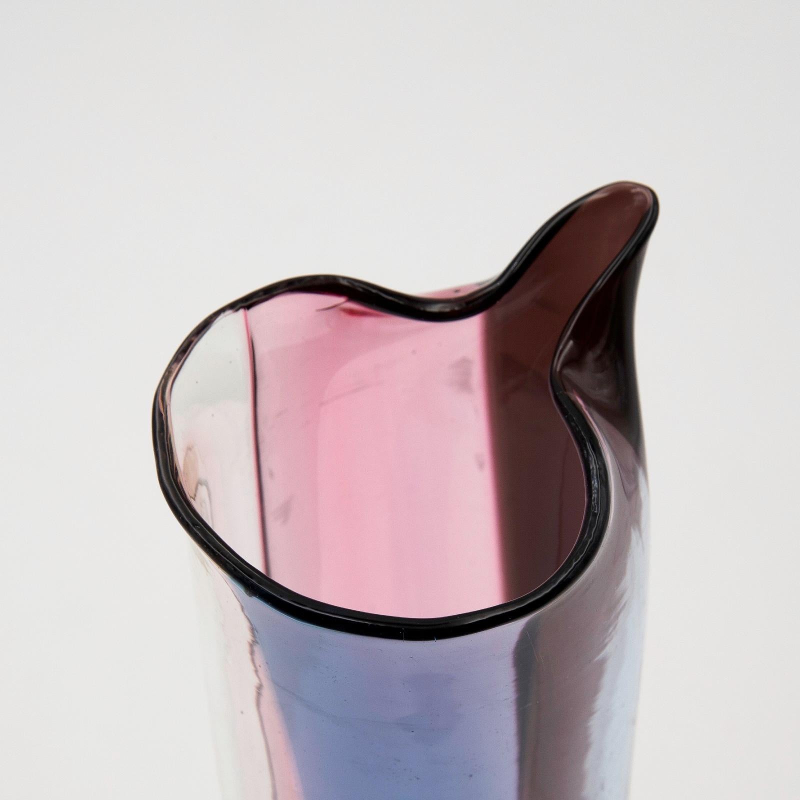 Art Glass Venini Murano Vignelli / Bianconi Glass Vase Pitcher, Nice Color Scheme
